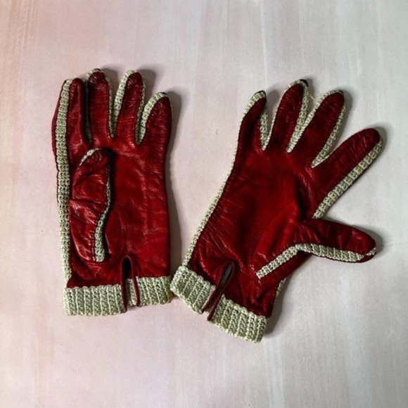 Bloomingdale's Knit Crochet Leather Driving Gloves - Picture 6 of 8